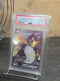 Pokemon PSA 10 GEM MINT 2021 Charizard Vmax #SV107 Shining Fates Full Art Card - Image 3