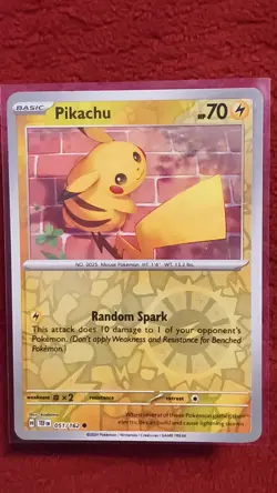 Pokemon TCG SV05: Temporal Forces Pikachu Reverse Holo Card 051/162 - Image 2