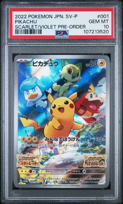 2022 POKEMON JPN SV PROMO SCARLET & VIOLET PRE-ORDER #001 PIKACHU PSA 10 - Image 1