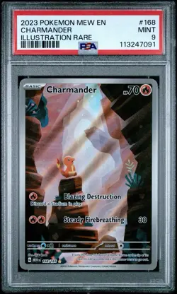 2023 POKEMON MEW EN-151 ILLUSTRATION RARE #168 CHARMANDER PSA 9 - Image 1