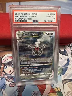 2023 POKEMON SWORD & SHIELD CROWN ZENITH #GG50 FULL ART/DARKRAI VSTAR PSA 10 - Image 3