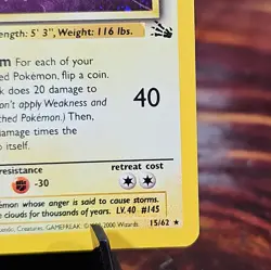 1999 Zapdos Fossil Holo Rare 15/62 Vintage pokemon WIZARDS OF THE COAST - Image 4