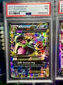 2015 Pokemon XY Breakthrough #64 Mega M Mewtwo EX PSA - 2 Card LOT/M Tyrantar Ex - Image 2