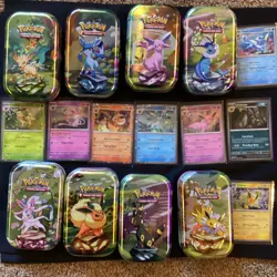 Eeveelutions Prismatic Evolutions Holo Card Set NM Condition W/ EMPTY Tins - Image 1