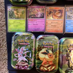 Eeveelutions Prismatic Evolutions Holo Card Set NM Condition W/ EMPTY Tins - Image 5