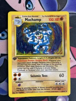 Pokemon TCG Machamp Holo Rare 1st Edition Base Set, Card 8/102, LP Condition - Image 1