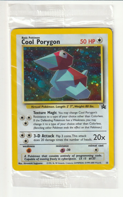 Cool Porygon Pokemon CCG Foil Black Star Promo Card #15 WOTC Sealed Mint - Image 1