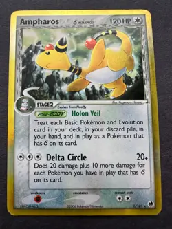 Ampharos 1/101 ex Dragon Frontiers Delta Species Holo Pokemon Card HP - Image 1