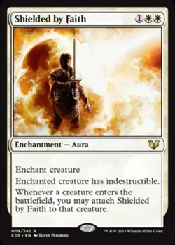 MTG Shielded by Faith, Commander 2015, Heavily Played, English - Image 1