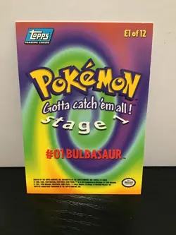1999 Topps Pokemon E1 of 12 Bulbasaur #01 - Image 2