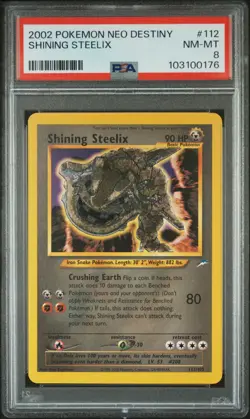 2002 Pokemon Neo Destiny Shining Steelix Holo # 112/105 PSA 8 - Image 1