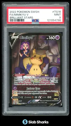 2022 POKEMON BRILLIANT STARS #TG16/TG30 MIMIKYU V FULL ART TRAINER GALLERY PSA 9 - Image 1
