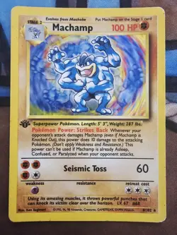 Pokemon TCG Machamp Base Set 8/102 Holo 1st Edition Holo Rare MP - Image 1