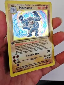 Pokemon TCG Machamp Base Set 8/102 Holo 1st Edition Holo Rare MP - Image 2