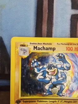 Pokemon TCG Machamp Base Set 8/102 Holo 1st Edition Holo Rare MP - Image 3