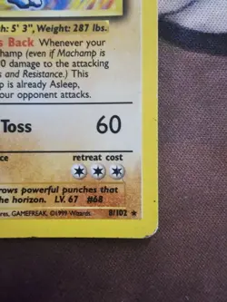 Pokemon TCG Machamp Base Set 8/102 Holo 1st Edition Holo Rare MP - Image 5