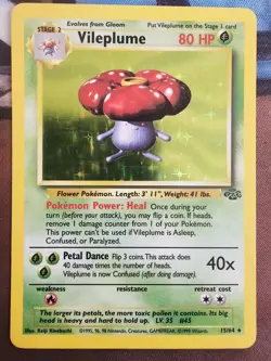 Pokemon TCG Jungle Vileplume Holo Unlimited Rare Card 15/64 NM Condition - Image 1