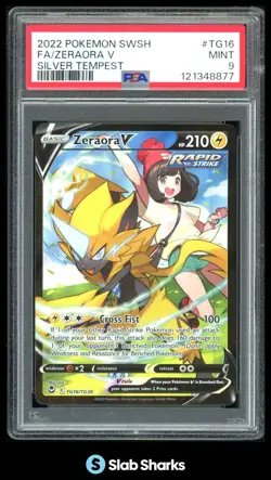2022 POKEMON SILVER TEMPEST #TG16/TG30 ZERAORA V FULL ART TRAINER GALLERY PSA 9 - Image 1