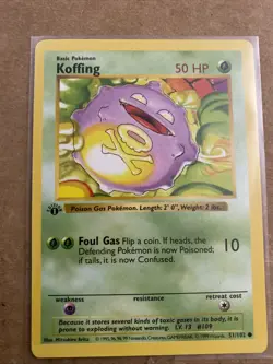 Pokemon TCG Koffing Base Set 51/102 1st Edition Never Played Near Mint - Image 1