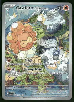 Castform Sunny Form - 195/191 Illustration Rare Holo NM Pokemon SV08: Surging Sp - Image 1