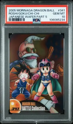 Psa10 No.341 Son Goku Chichi Master Roshi Morinaga Dragon Ball Wafer Card Apprai - Image 1