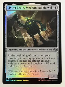 Living Brain, Mechanical Marvel Marvel's Spider-Man Foil MTG NM - Image 1