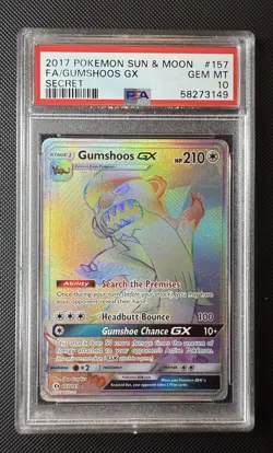PSA 10 GUMSHOOS GX 157 SECRET SUN MOON FULL ART 2017 POKEMON - Image 1