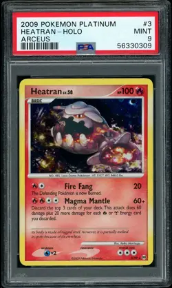 2009 Pokemon Platinum Arceus Heatran Holo #3 PSA 9 MINT - Image 1