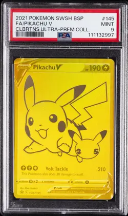 2021 POKEMON SWSH BLACK STAR PROMO #145 FULL ART/PIKACHU V PSA 9 - Image 1