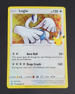 Lugia 022/025 Holo Rare Pokemon SWSH Celebrations TCG Card NM 2021 - Image 1