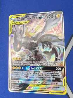 Pikachu and Zekrom GX Tag Team Holo Card SM168 - Image 1