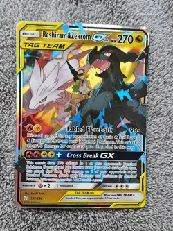 Reshiram & Zekrom GX Pokemon Card 157/236 Tag Team Holo Rare - Image 1