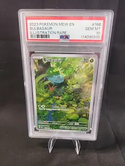 Pokemon TCG Bulbasaur Holo Rare MEW 151 Card 166/165 PSA 10 - Image 1