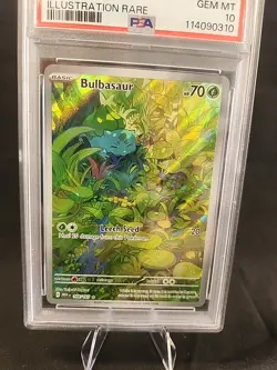 Pokemon TCG Bulbasaur Holo Rare MEW 151 Card 166/165 PSA 10 - Image 3