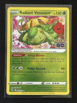 Pokemon TCG Pokemon Go Radiant Venusaur Radiant Rare Holo Card 004/078 - Image 1