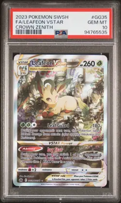 PSA 10 GEM MINT 2023 Pokemon Crown Zenith Leafeon VSTAR Full Art GG35/GG70 - Image 1