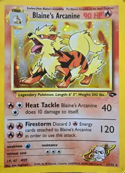 Pokemon TCG - Blaine's Arcanine - 1/132 - Holo - Gym Challenge [Heavily Played] - Image 1