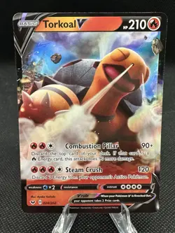 Torkoal V 020/202 Pokemon Sword & Shield Base Set Holo Ultra Rare NM - Image 1