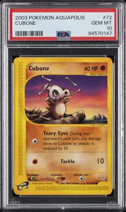 2003 POKEMON AQUAPOLIS #72 CUBONE PSA 10 - Image 1