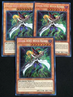 YUGIOH VISION HERO WITCH RAIDER BLLR-EN026 1ST SECRET X3 NM - Image 1