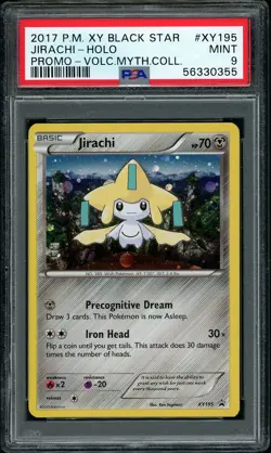 2017 Pokemon Jirachi Holo Black Star Promo Volcanion Mythical XY195 PSA 9 MINT - Image 1