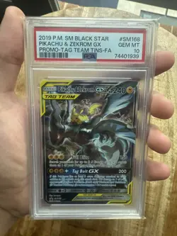 2019 POKEMON SM BLACK STAR PROMO #SM168 FULL ART/PIKACHU & ZEKROM GX PSA 10 - Image 1