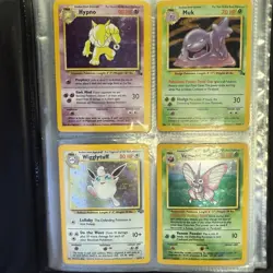 1999 POKEMON WOTC BLUE CARD BINDER CASE 18 CARDS HOLOS HYPNO SYCTHER EEVEE - Image 5