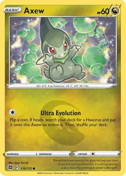 Axew 110/172 Swsh09: Brilliant Stars Regular NM-Mint Pokemon Card TCG - Image 1