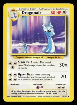 Dragonair 18/102 Rare Base Set Pokemon Card - Image 1