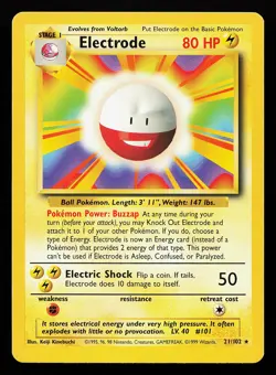 Electrode 21/102 Rare Base Set Pokemon Card - Image 1