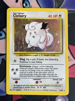 Clefairy 5/102 MP Holo Base Set Unlimited Rare Pokemon TCG Card - Image 1