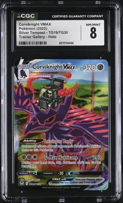 CGC 8 Corviknight VMAX TG19/TG30 Trainer Gallery Silver Tempest Pokemon Card - Image 1
