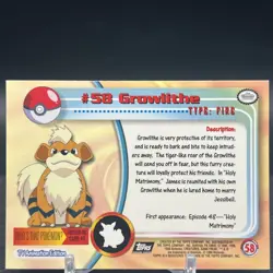 Growlithe 58 Black Logo Topps Pokemon Card - Image 2