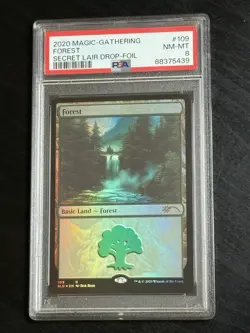 2020 Magic The Gathering Secret Lair Drop Foil Bob Ross #109 Forest PSA 8 NM - Image 1
